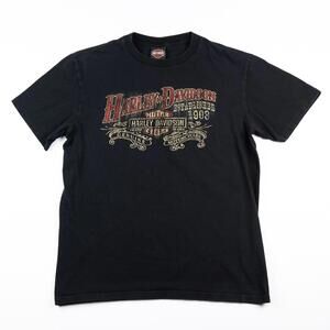 Harley Davidson Motorcycles T Shirt Mens Large Black 2008 Biker Graphic Tee